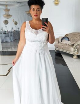 Svatební šaty A-line s krajkovým živůtkem a širokými ramínky