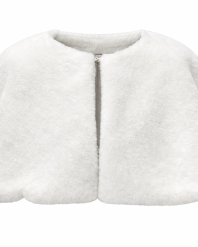 Bílá krátká kožešinová štóla k šatům